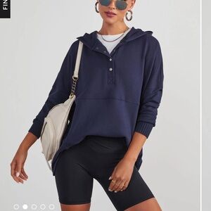 Bought from Vici, worn once, oversized navy hoodie